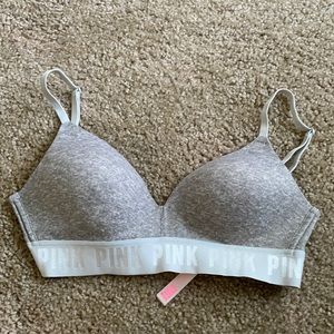 Pink wireless push up bra